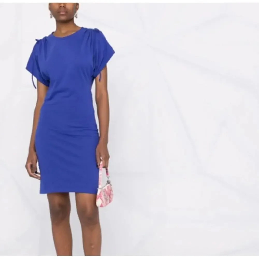 Isabel Marant Dress Drawstring Short Sleeve Crewneck T-Shirt ndigo Size Medium - Picture 7 of 7